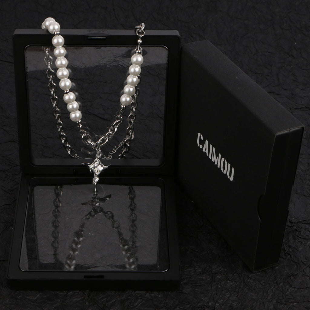 Star Zircon Pearl Spliced Necklace