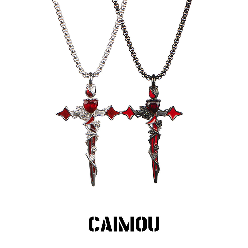 🌹✝️Cross Red Rose Necklace