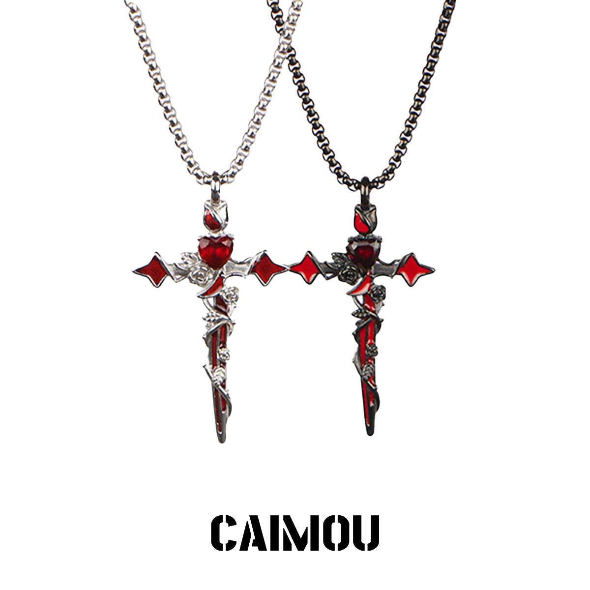 🌹✝️Cross Red Rose Necklace