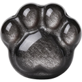 Silver Obsidian Cat Paw Beads