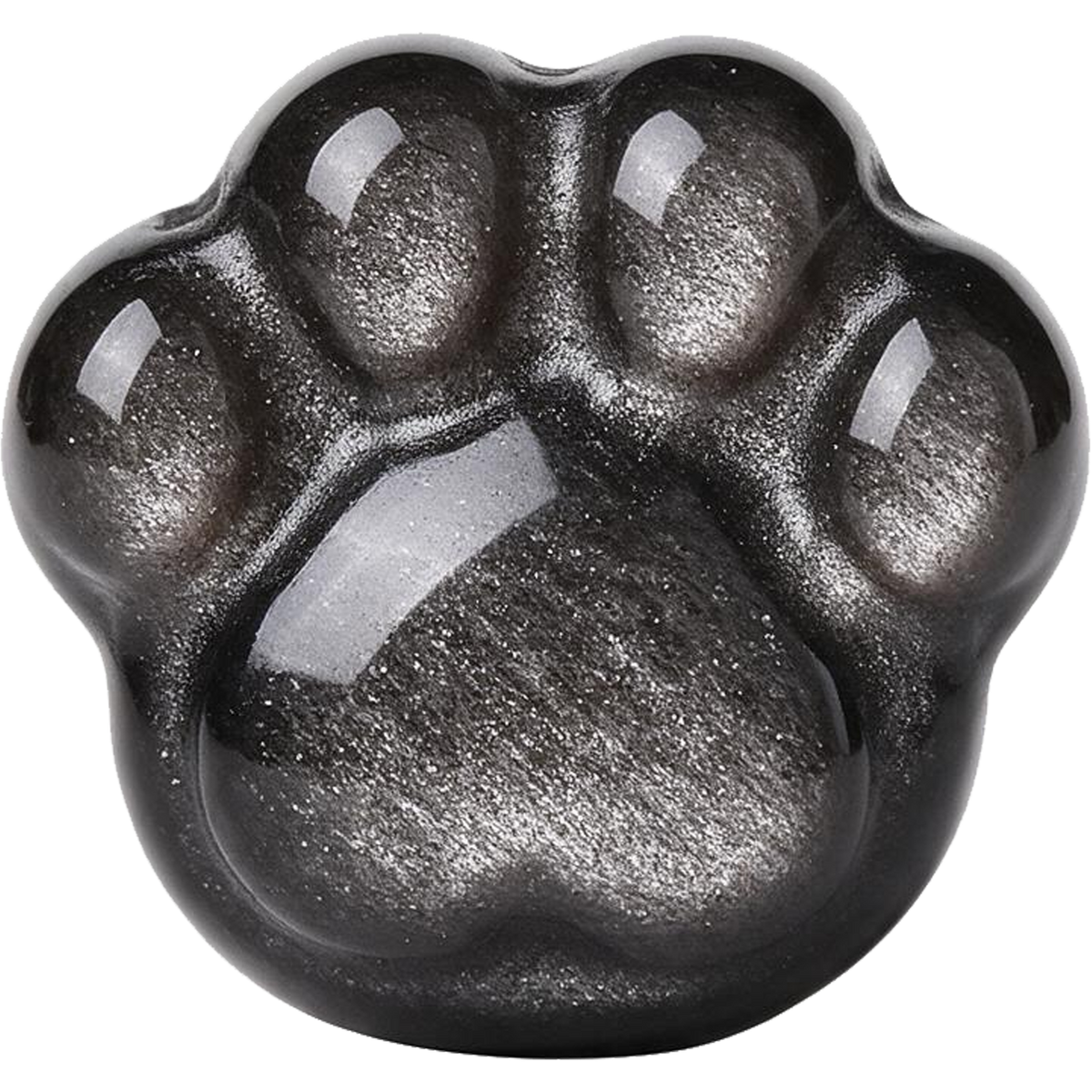 Silver Obsidian Cat Paw Beads