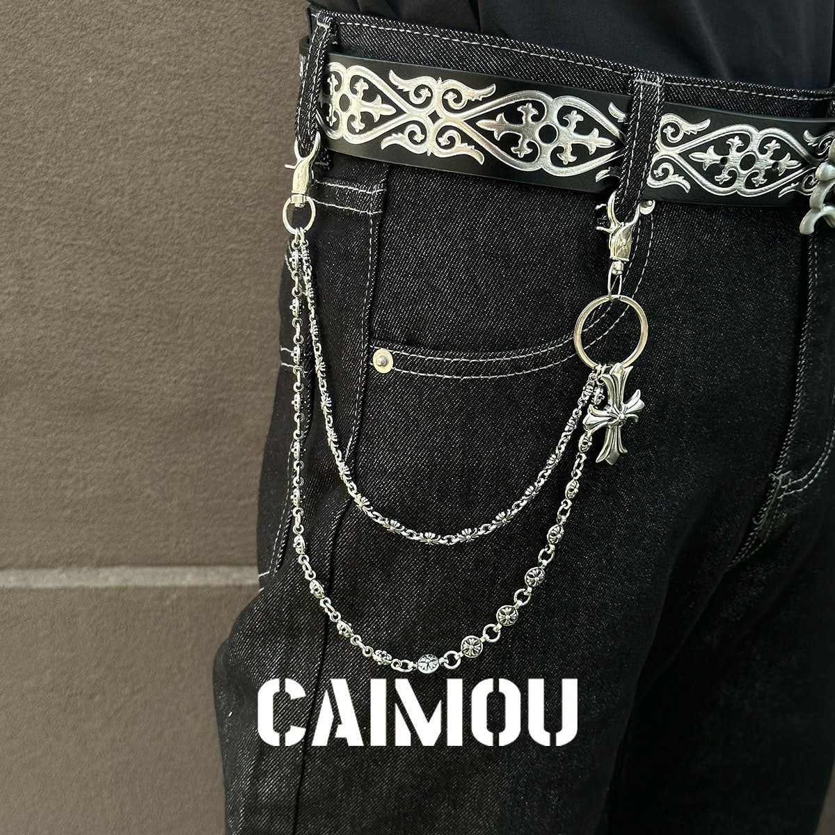 Lace‑Edge Cross Double‑Layer Pant Chain
