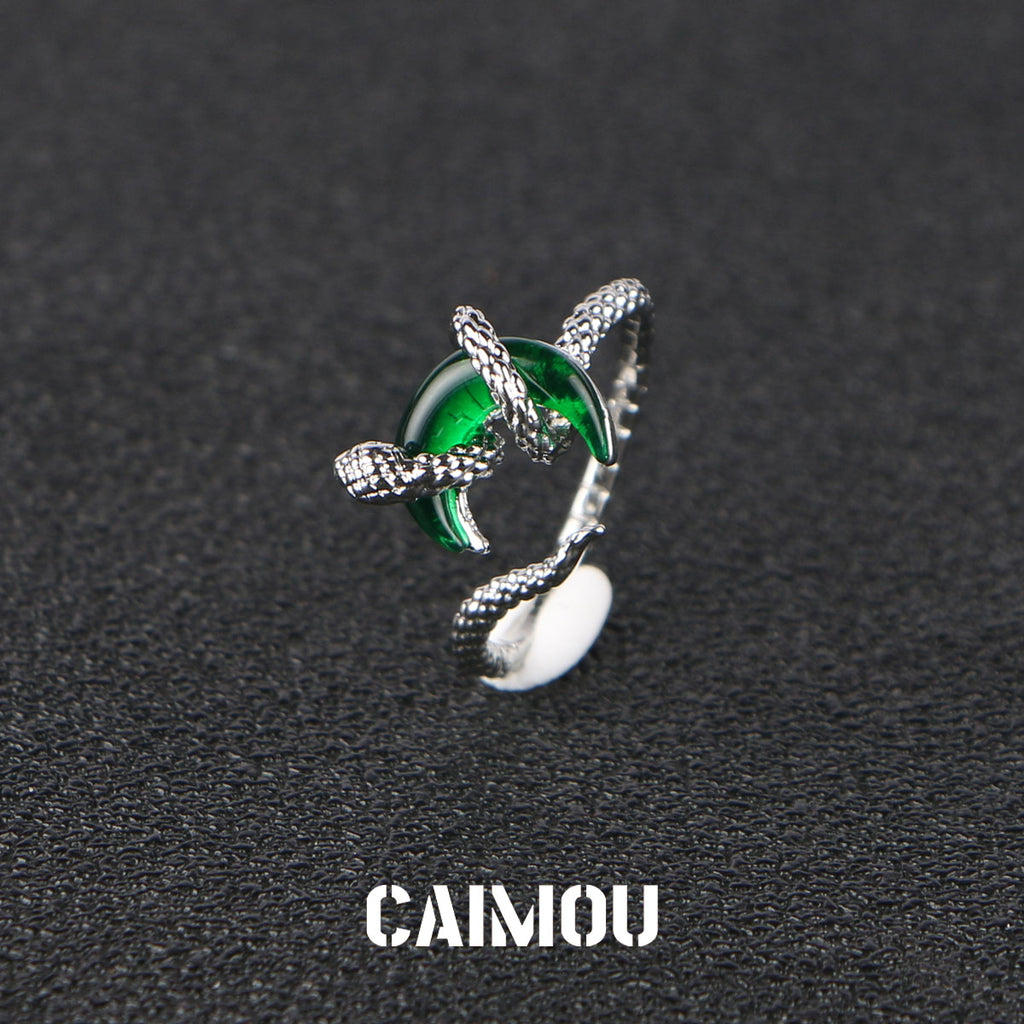 Snake Winding Moon Open Ring