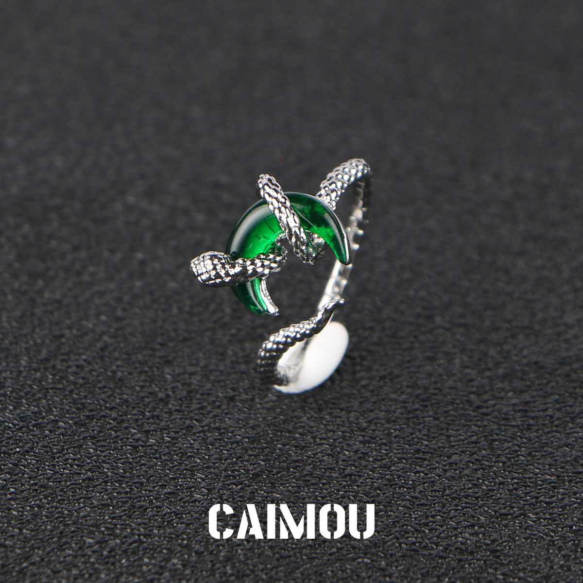 Snake Winding Moon Open Ring