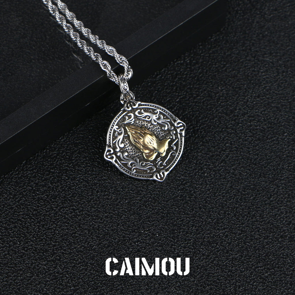 Praying Hands Coin Pendant Necklace