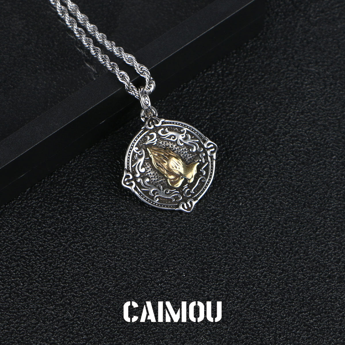 Praying Hands Coin Pendant Necklace