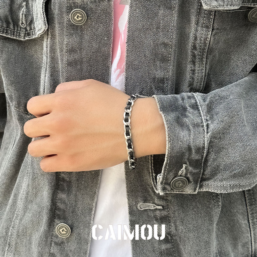 Leather Cord Bracelet with Hidden Clasp