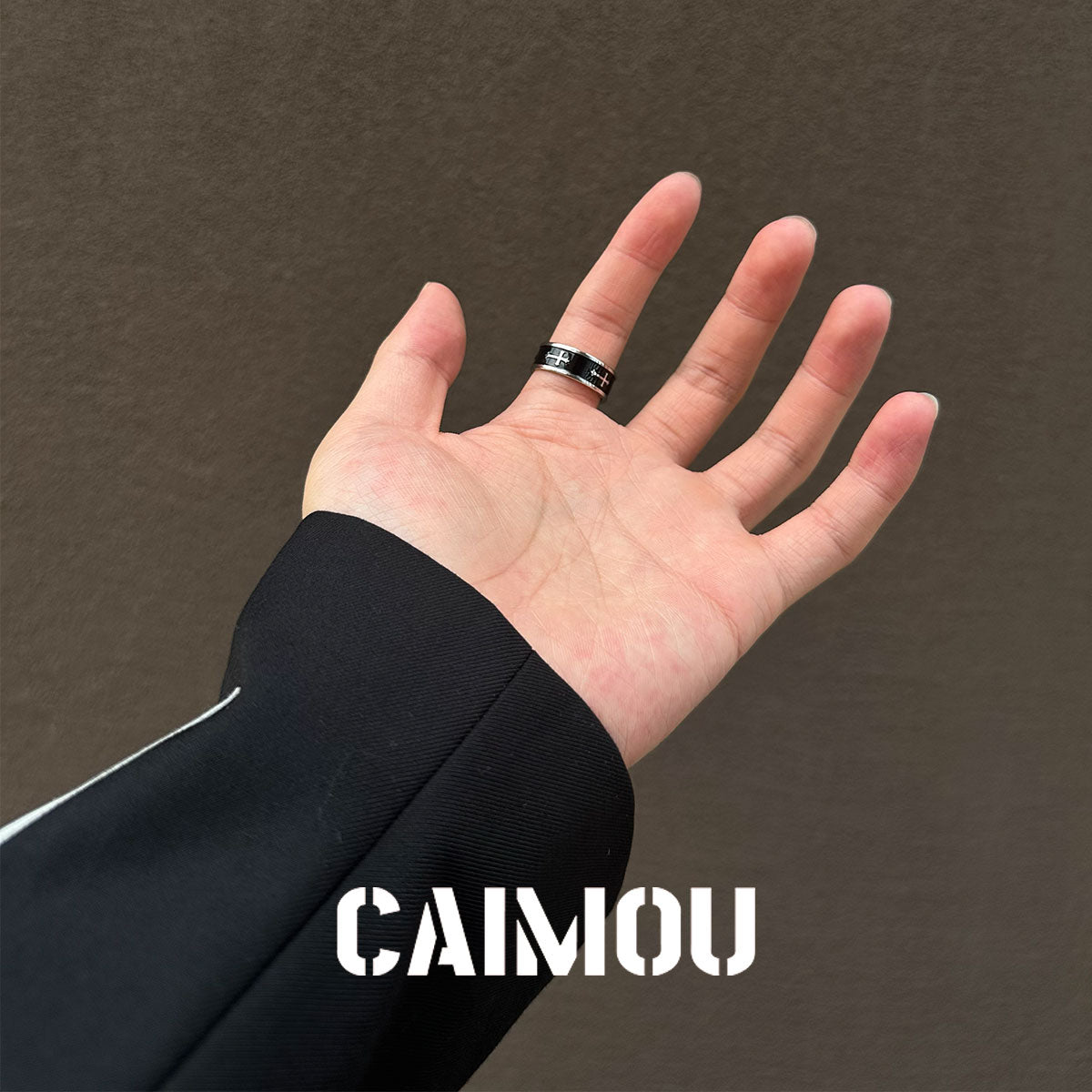 Black Cross Stainless Steel Band Ring