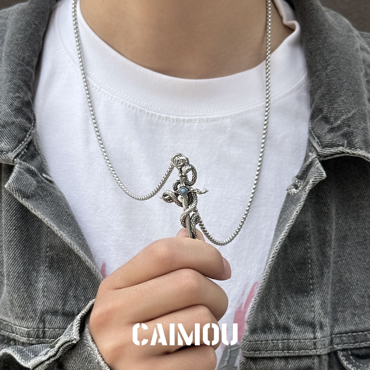 🐍✝️snake cross necklace