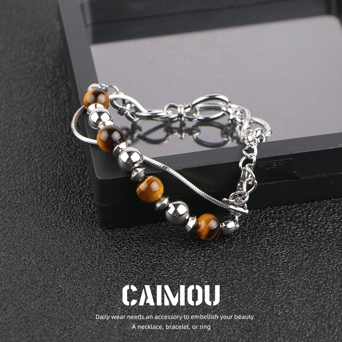 Yellow Tiger Eye Bead Double Layer Bracelet