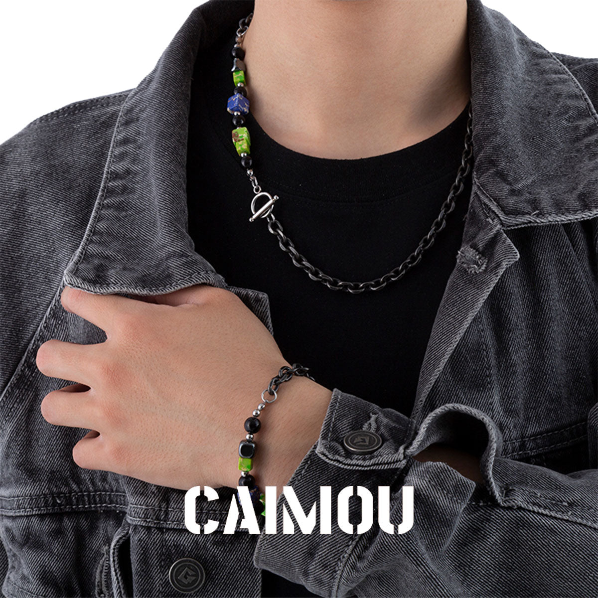 Colorful square black pearl bracelet