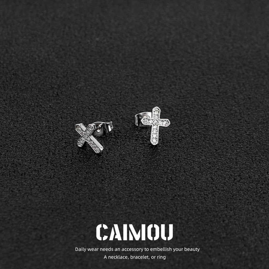 Cross Zircon Stud Earrings
