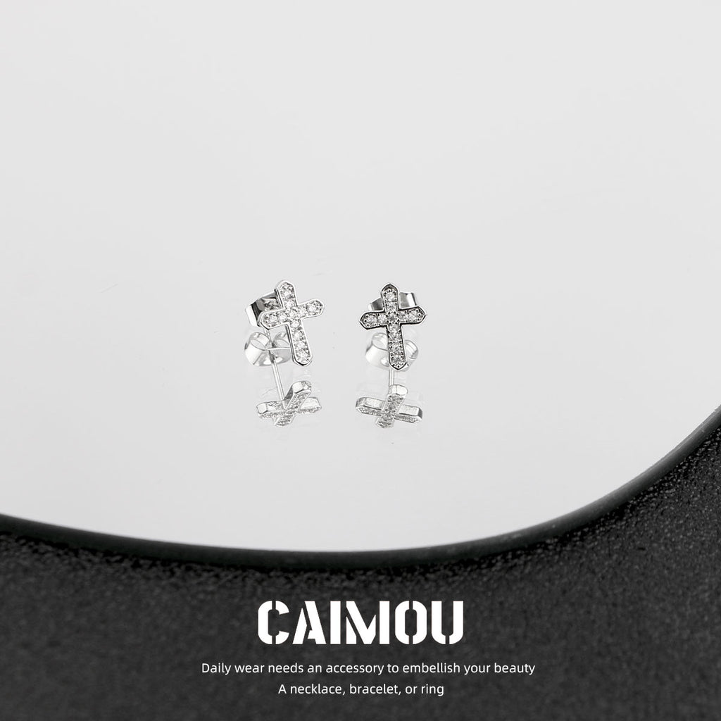 Cross Zircon Stud Earrings