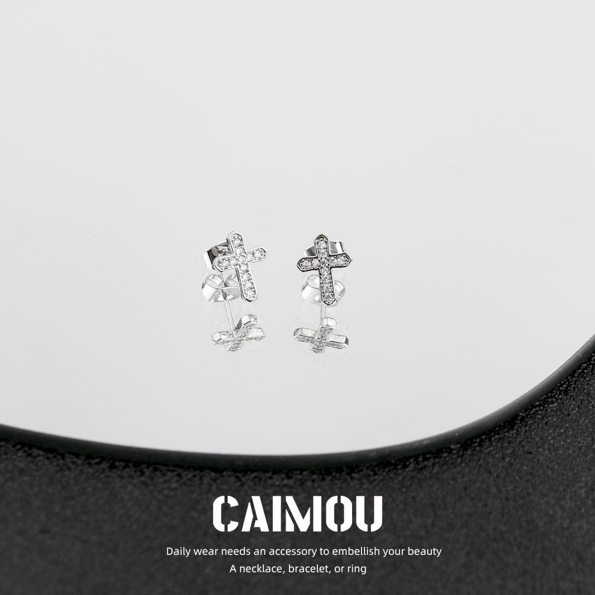 Cross Zircon Stud Earrings