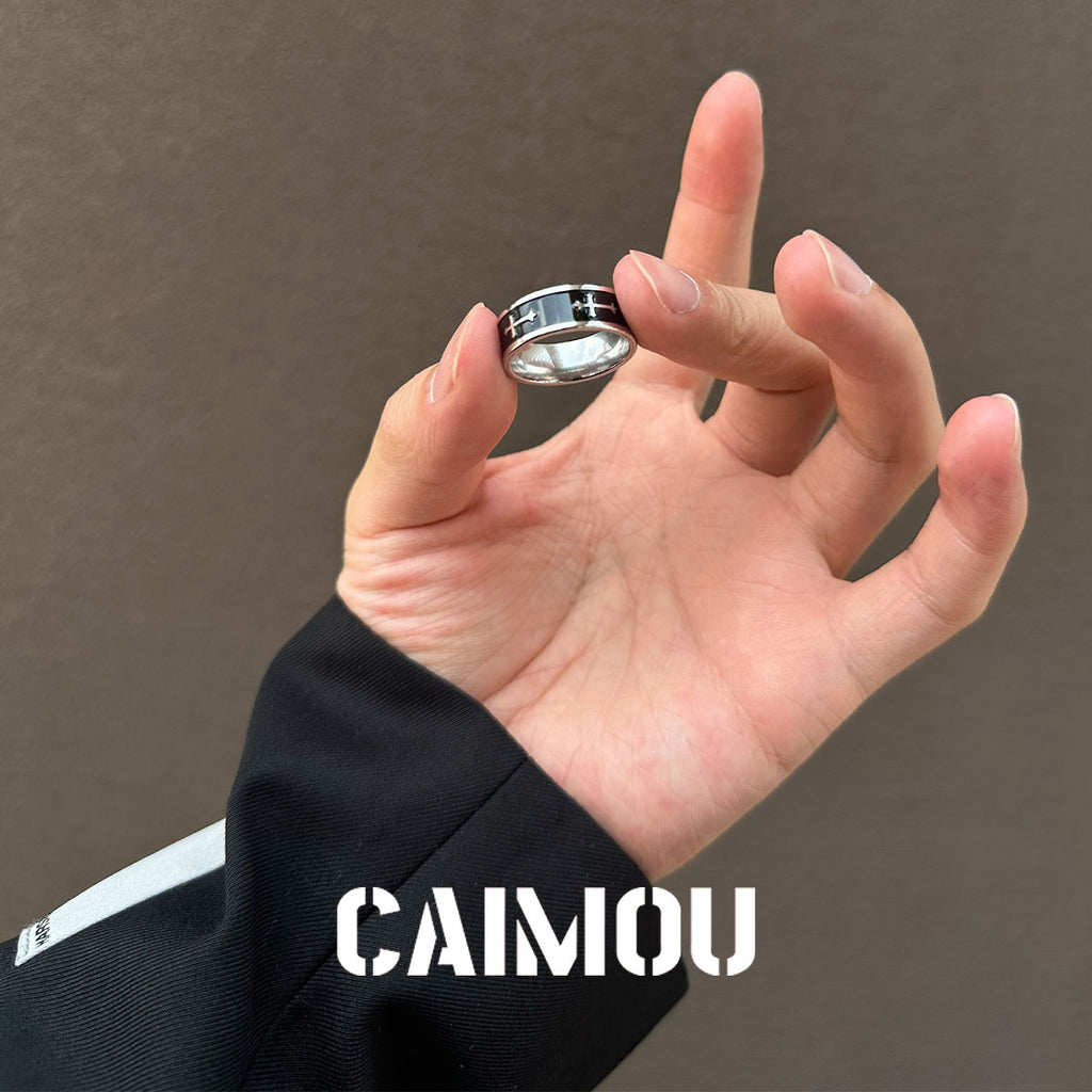 Black Cross Stainless Steel Band Ring