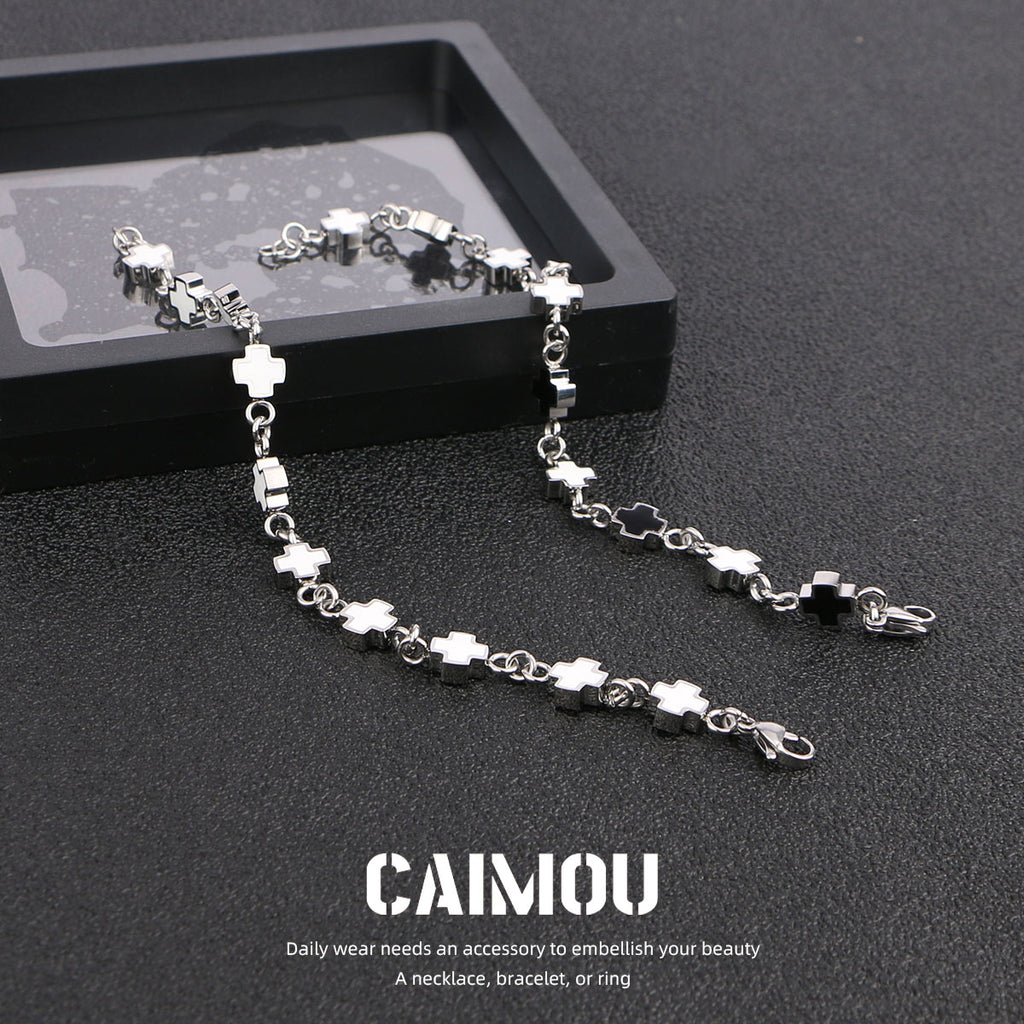 Black and white cross bracelet