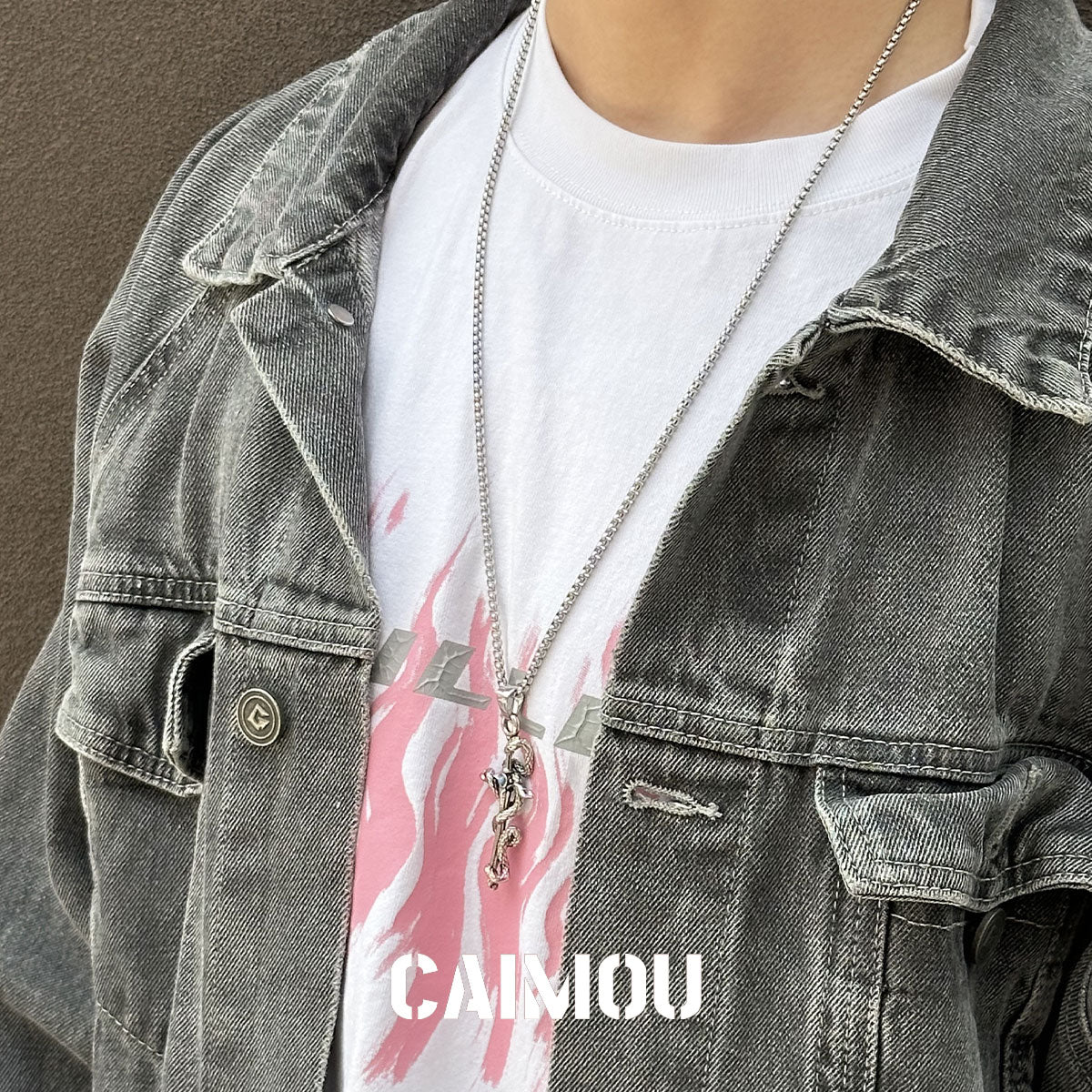🐍✝️snake cross necklace