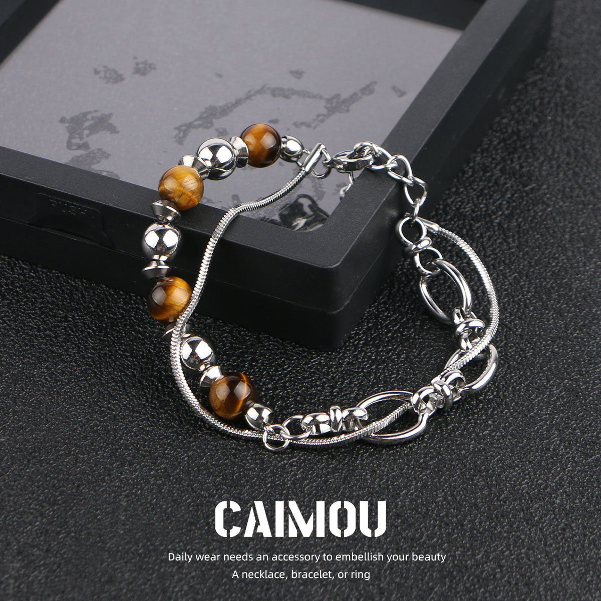 Yellow Tiger Eye Bead Double Layer Bracelet