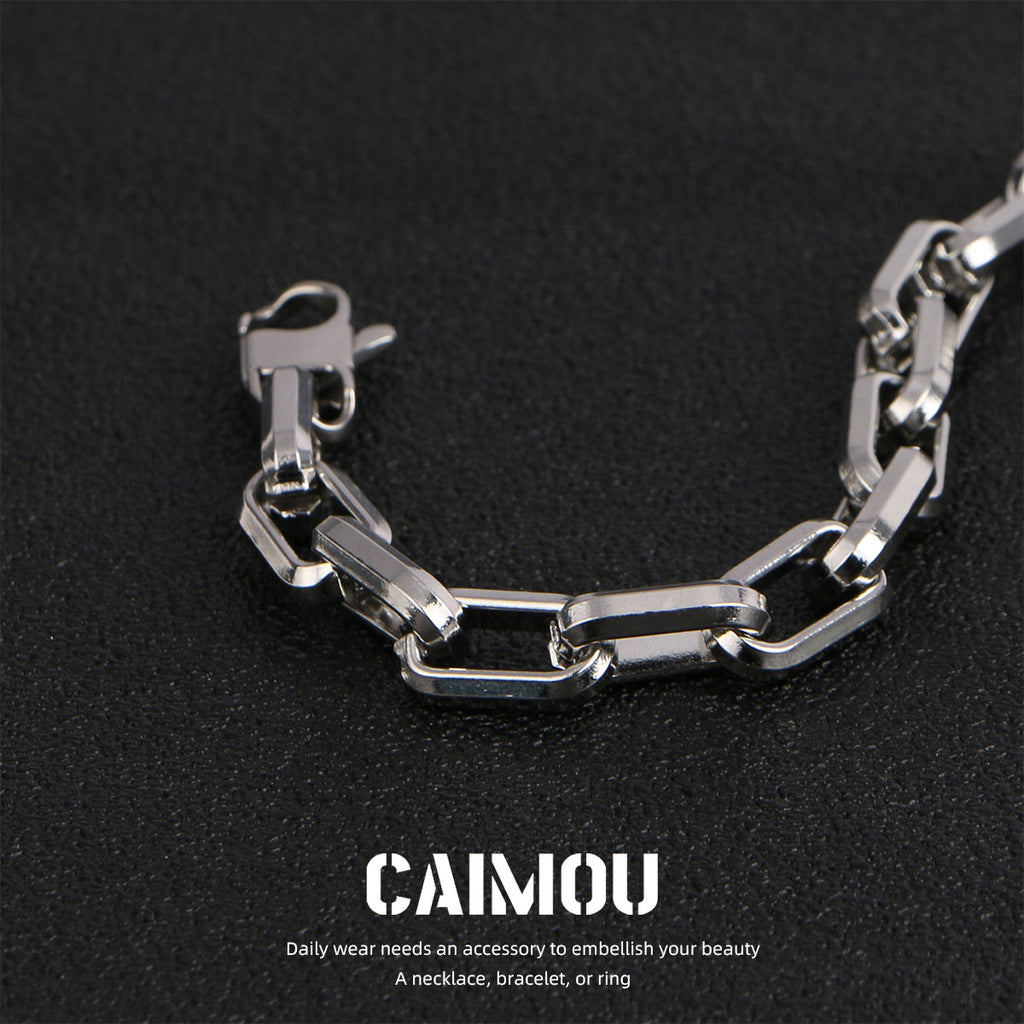 Rectangle Link Thick Chain Bracelet