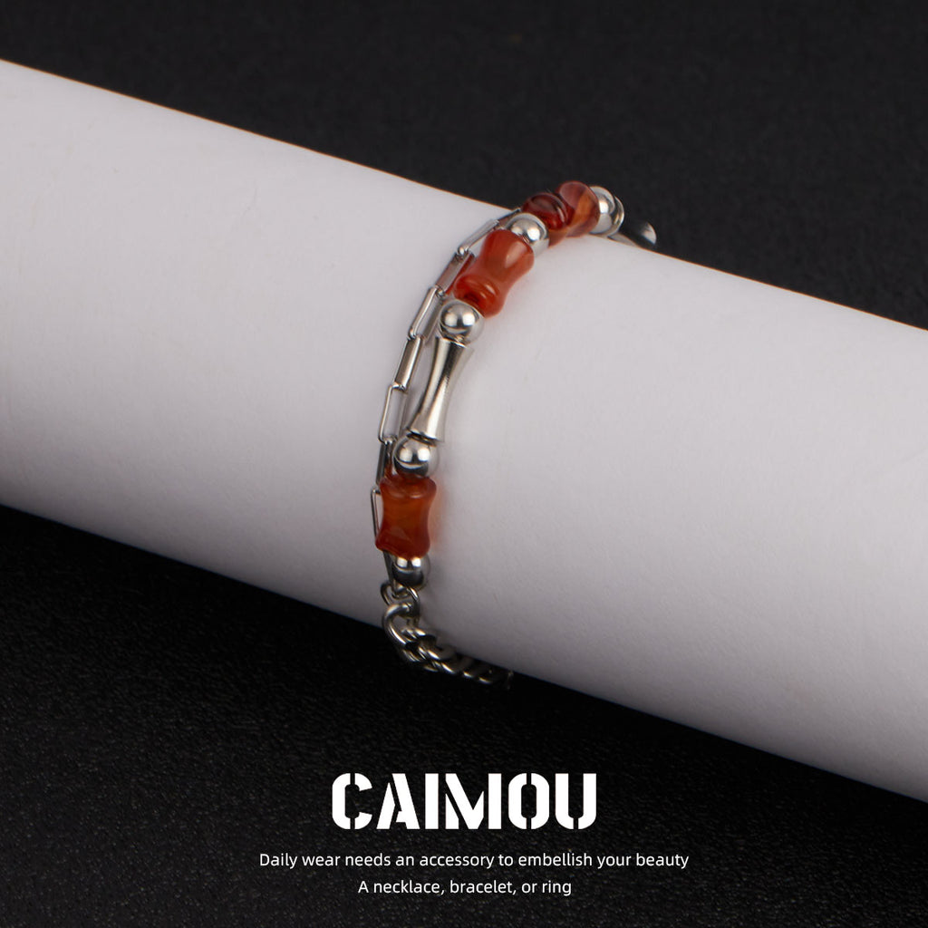 Brown Natural Stone Spliced Bracelet