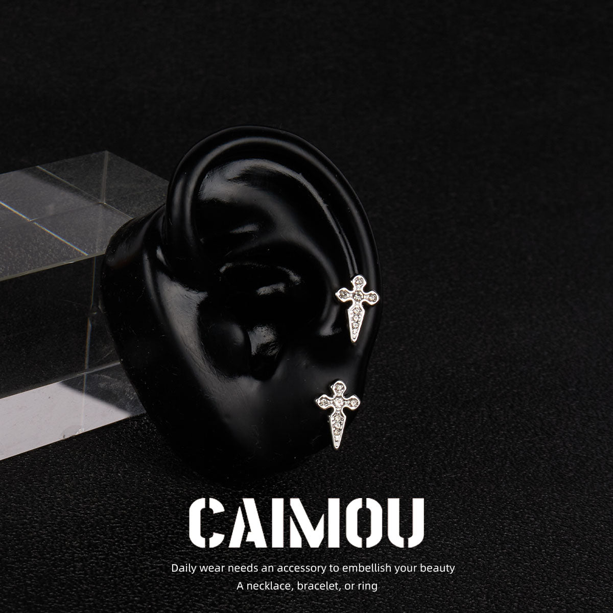 ✨✝️Zircon cross earrings