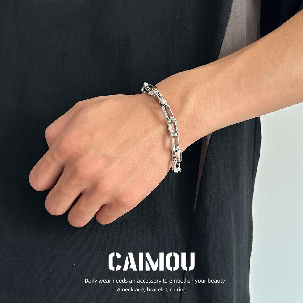 Rectangle Link Thick Chain Bracelet