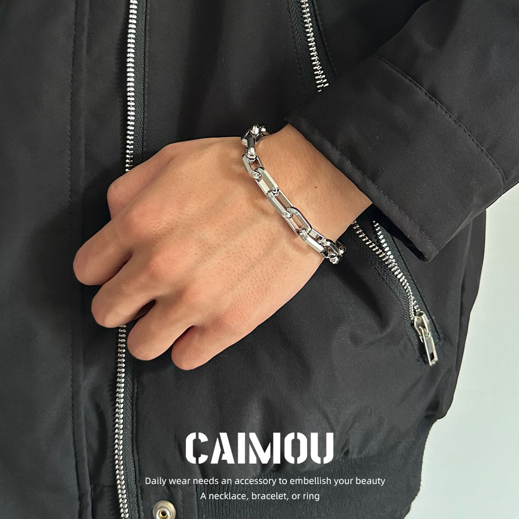 Rectangle Link Thick Chain Bracelet