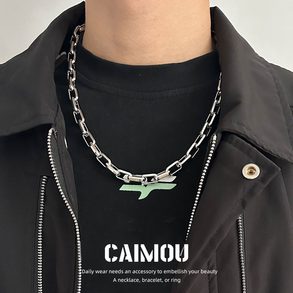 Rectangle Link Thick Chain Necklace