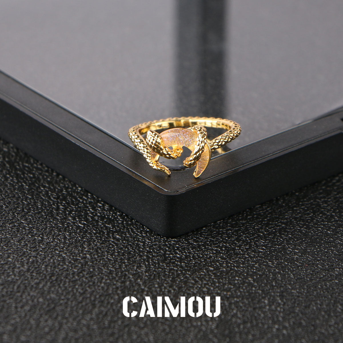 Snake Winding Moon Open Ring
