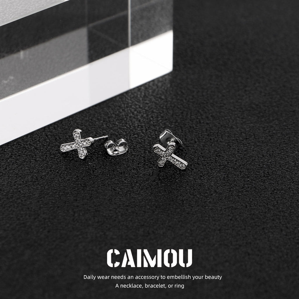Cross Zircon Stud Earrings