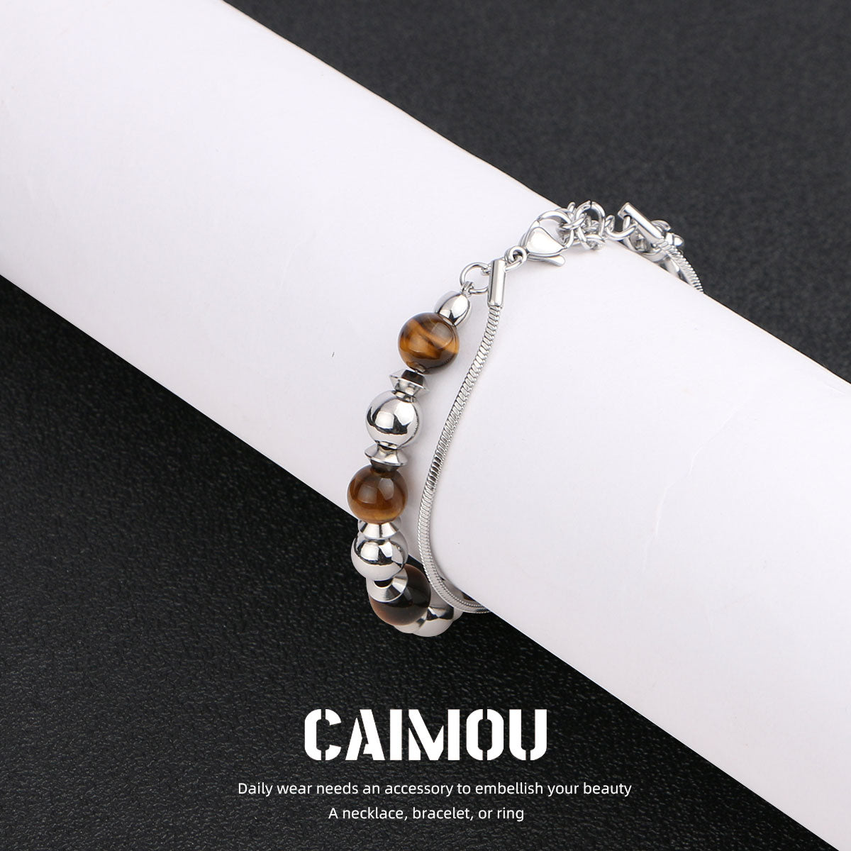 Yellow Tiger Eye Bead Double Layer Bracelet