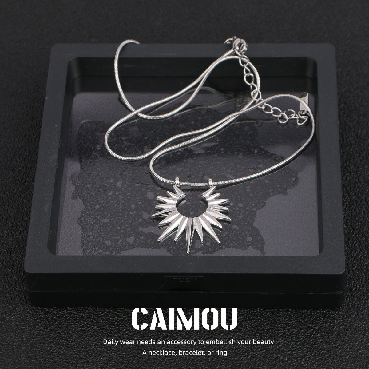 Spike Sun Pendant Snake Chain Necklace