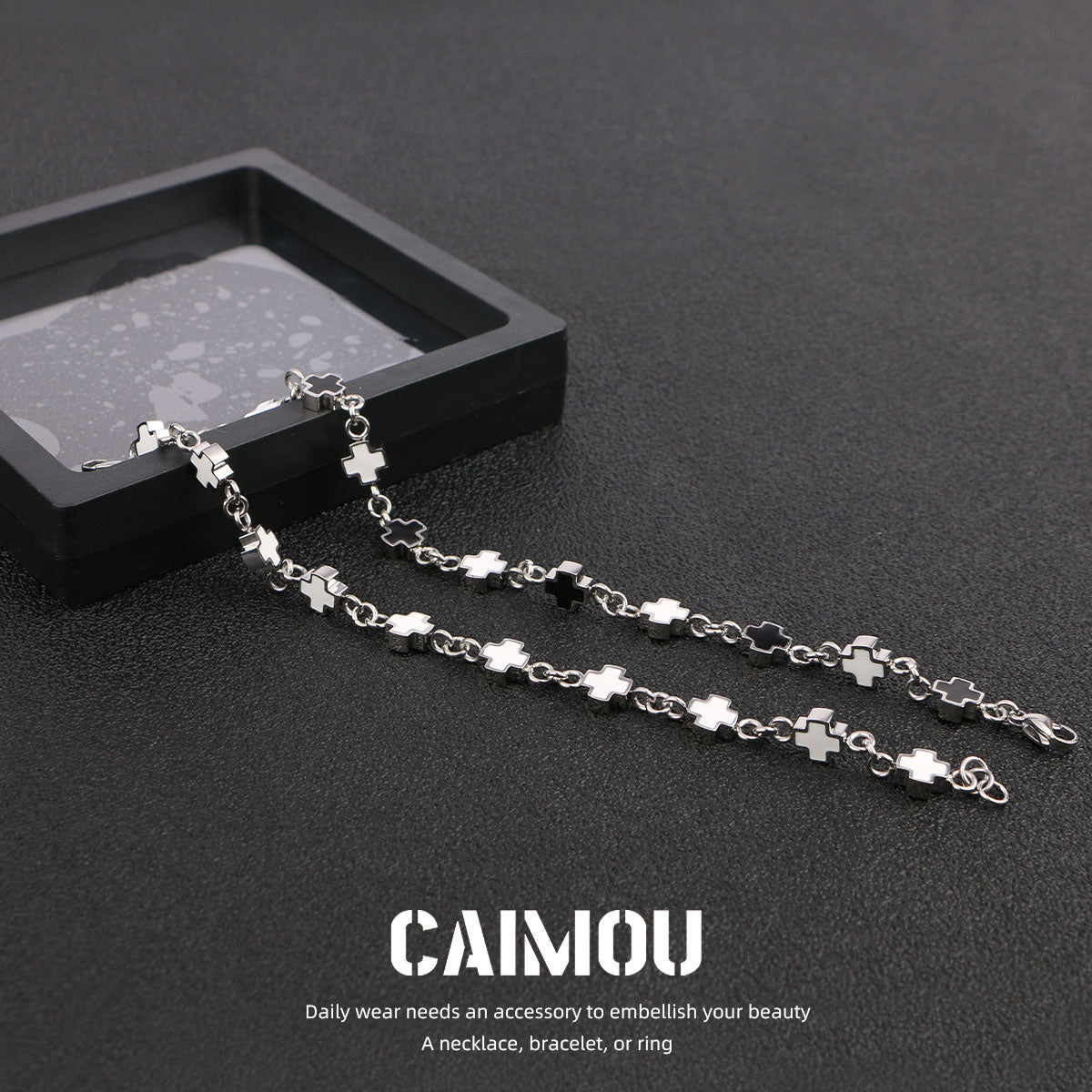 Black and white cross bracelet