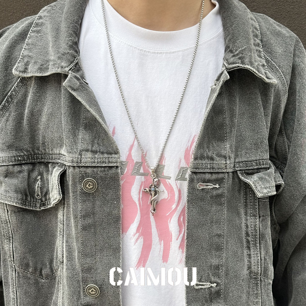 🐍✝️snake cross necklace