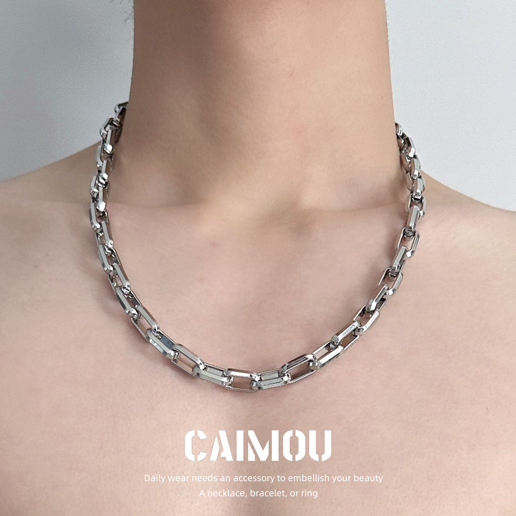 Rectangle Link Thick Chain Necklace