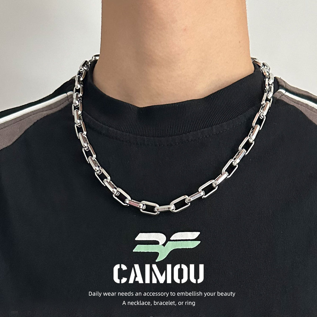 Rectangle Link Thick Chain Necklace