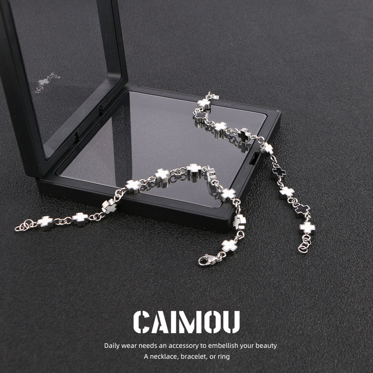 Black and white cross bracelet