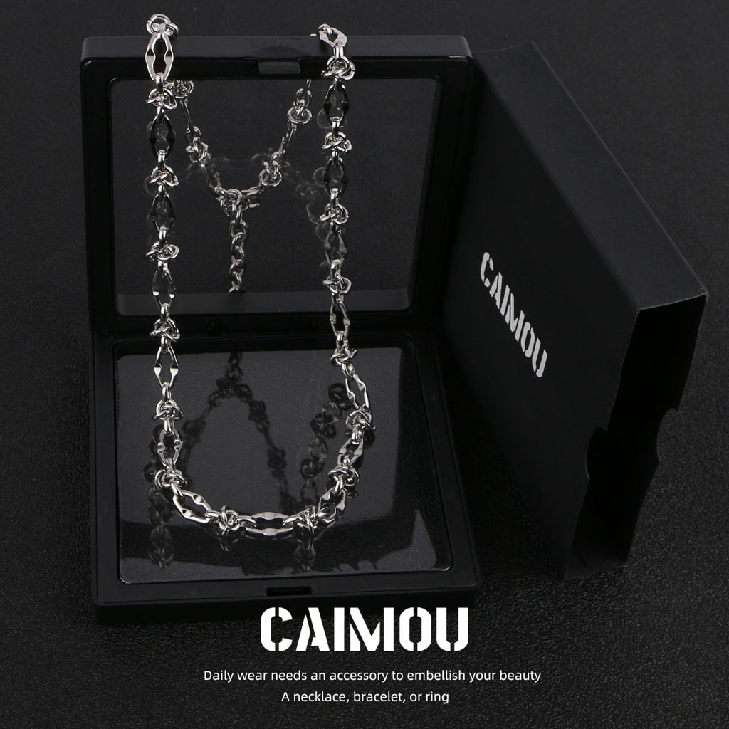 Lip Link Cuban Chain Necklace & Bracelet (Silver)