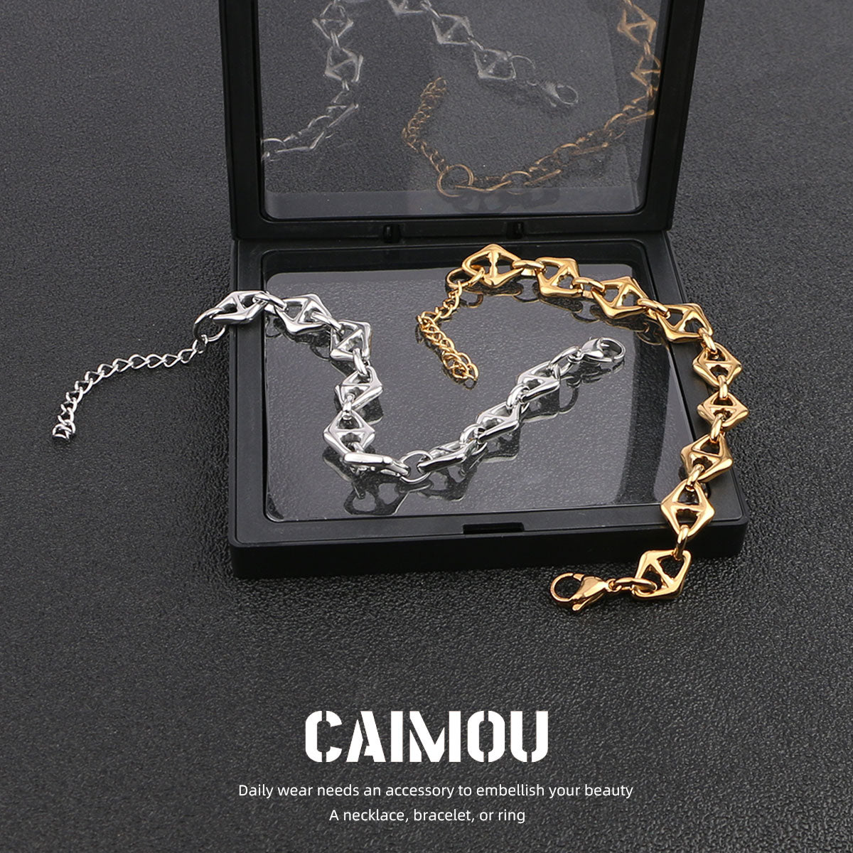 Geometric Rhombus Link Bracelet