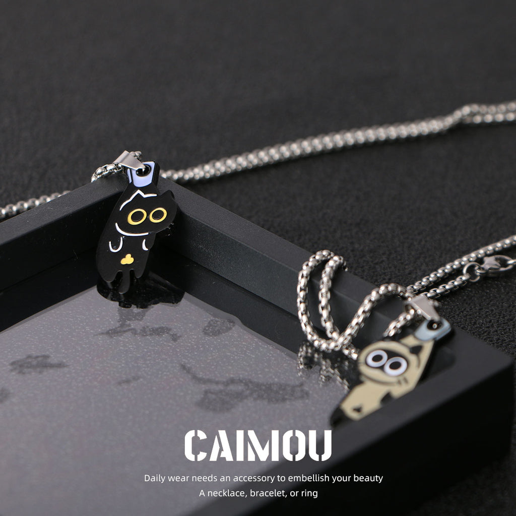 Hanging Cat Couple Necklaces (A & B)