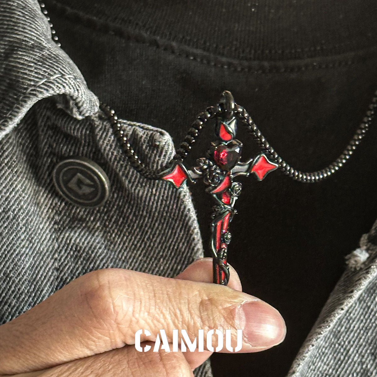 🌹✝️Cross Red Rose Necklace