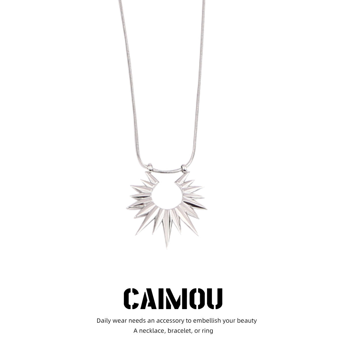 Spike Sun Pendant Snake Chain Necklace