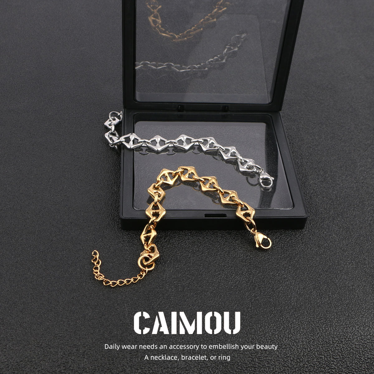 Geometric Rhombus Link Bracelet