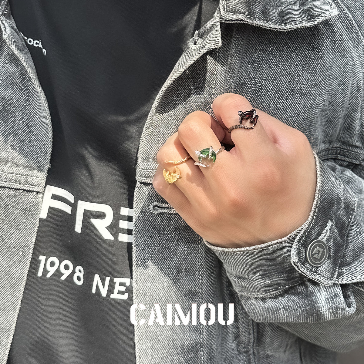 Snake Winding Moon Open Ring