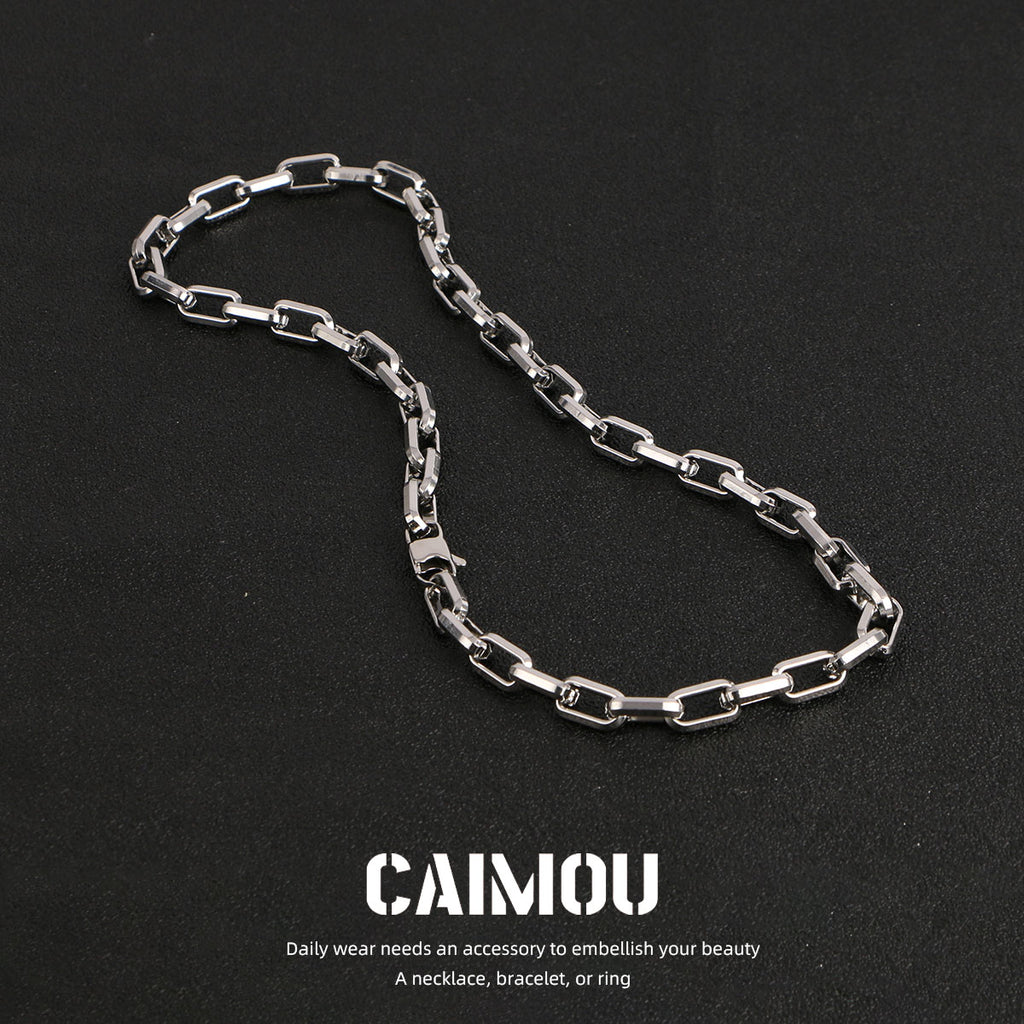 Rectangle Link Thick Chain Necklace