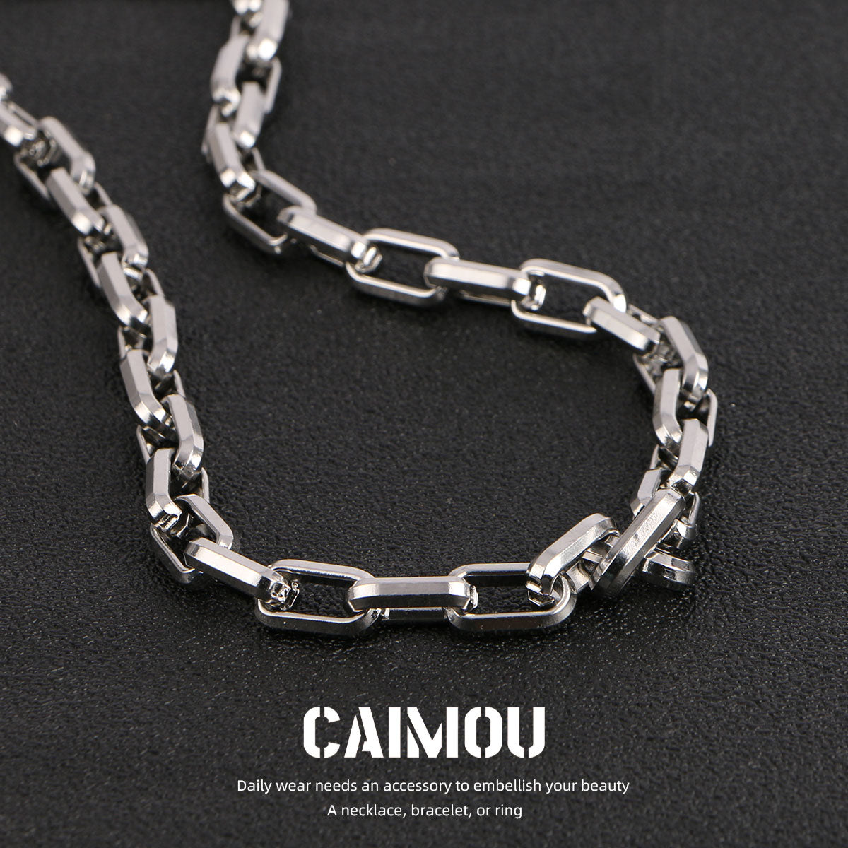 Rectangle Link Thick Chain Necklace