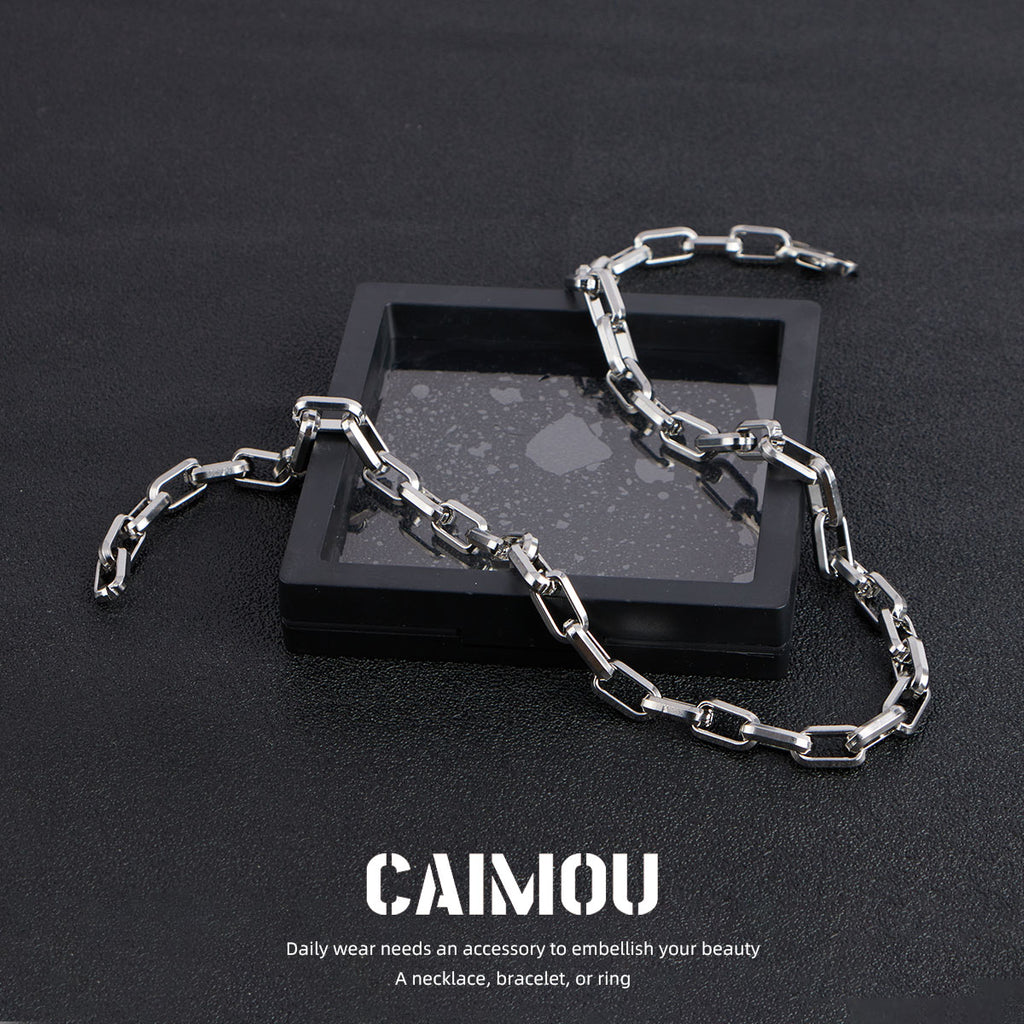 Rectangle Link Thick Chain Necklace
