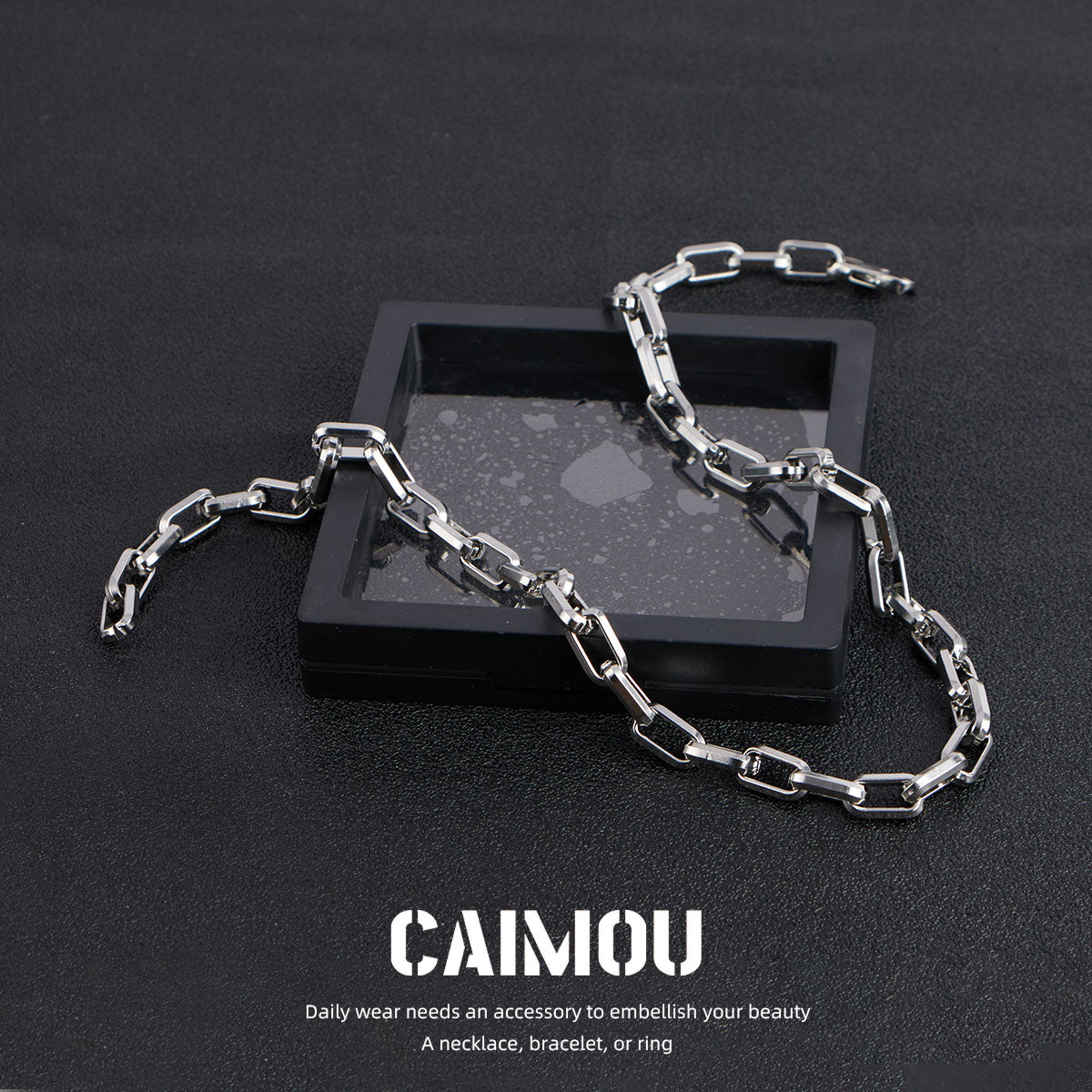 Rectangle Link Thick Chain Necklace