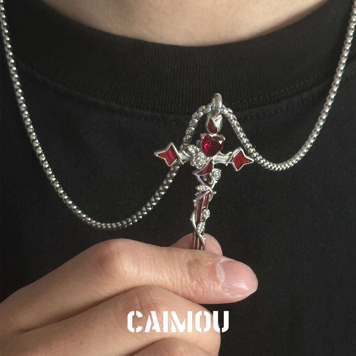 🌹✝️Cross Red Rose Necklace
