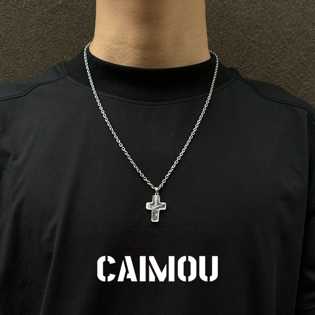 Stone Cross Pendant Necklace